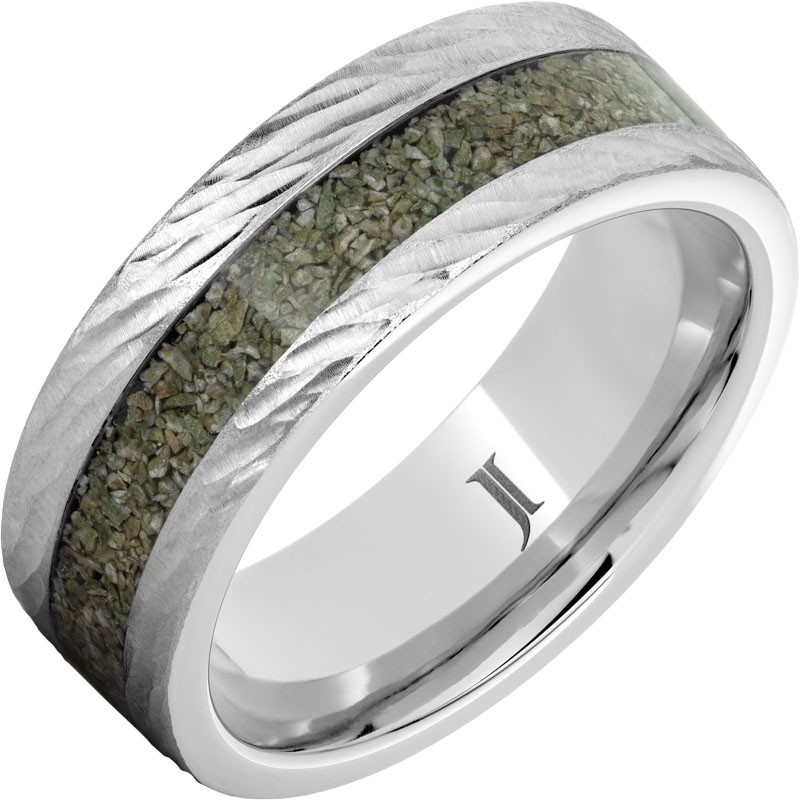 Serinium&reg; Ring with Green Dinosaur Bone Inlay