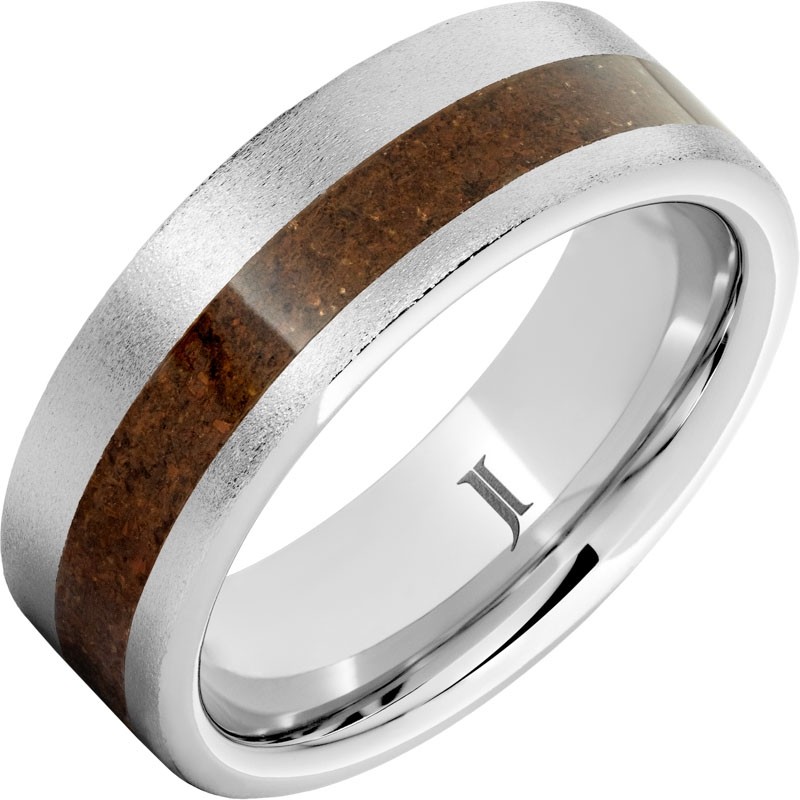 Serinium&reg; Ring with Crimson Fossil Dinosaur Bone Inlay
