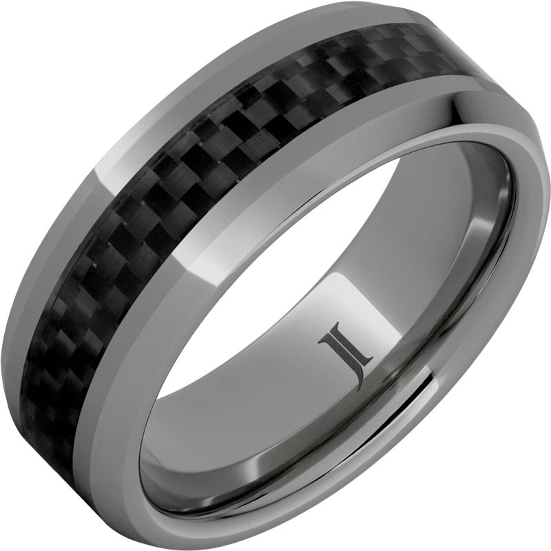 Black Ice - Rugged Tungsten&trade; Black Carbon Fiber Inlay Ring
