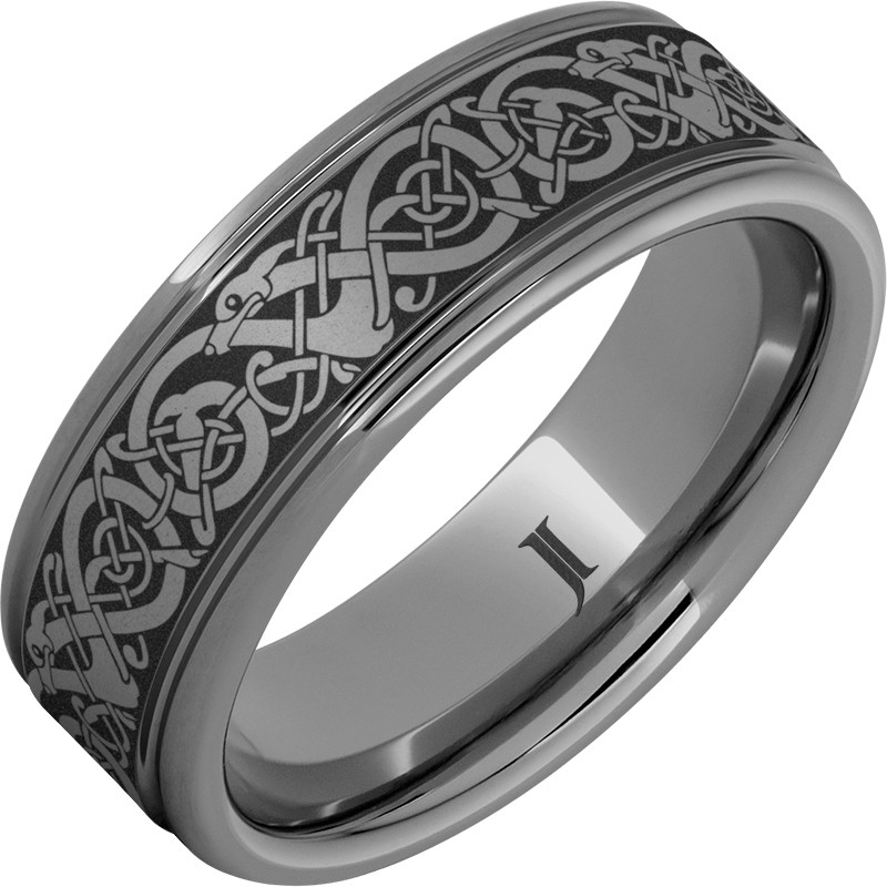 The Viking - Rugged Tungsten&trade; Engraved Rounded Edge Ring