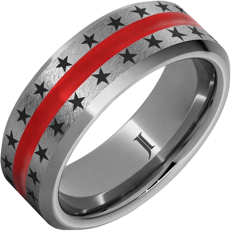The Stars and Stripes - Rugged Tungsten&trade; Ring with Enamel Inlay