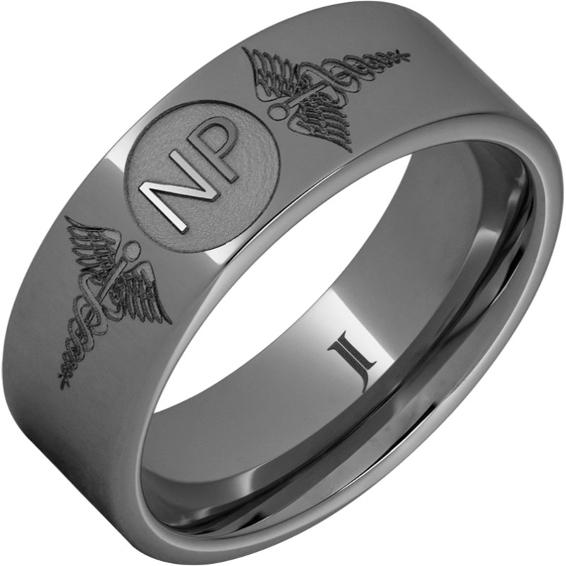 Rugged Tungsten&trade; Ring With Caduceus - Nurse Practitioner