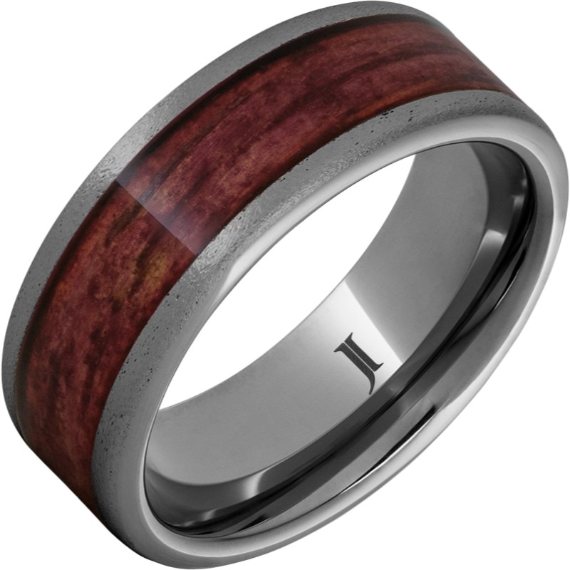 Barrel Aged&trade; Rugged Tungsten&trade; Ring with Cabernet Inlay and Stone Finish