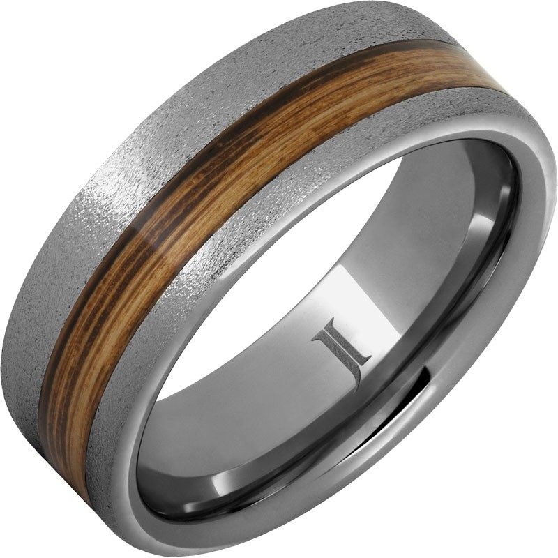 Barrel Aged&trade; Rugged Tungsten&trade; Ring with Rye Whiskey Inlay and Stone Finish