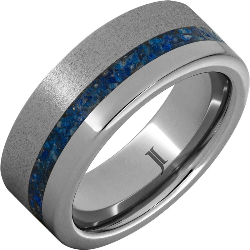 Rugged Tungsten&trade; Men's Ring with Lapis Lazuli Inlay and Stone Finish