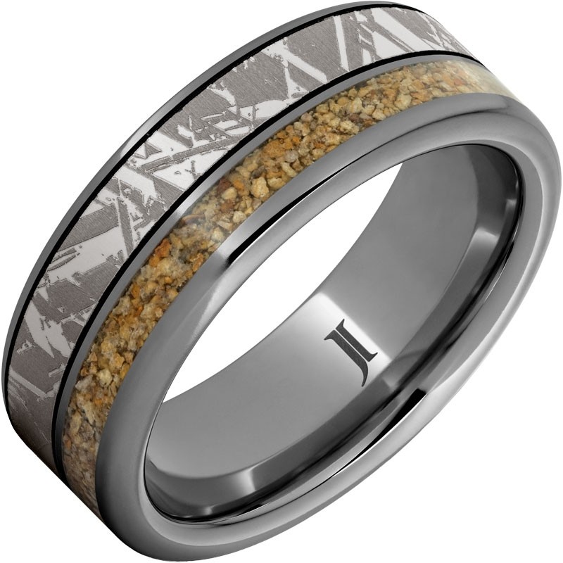 Chicxulub - Rugged Tungsten&trade; Dinosaur Fossil Inlay Ring