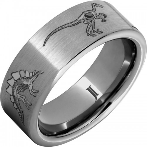Rugged Tungsten&trade; Dinosaur Fossil Skeleton Engraved Ring