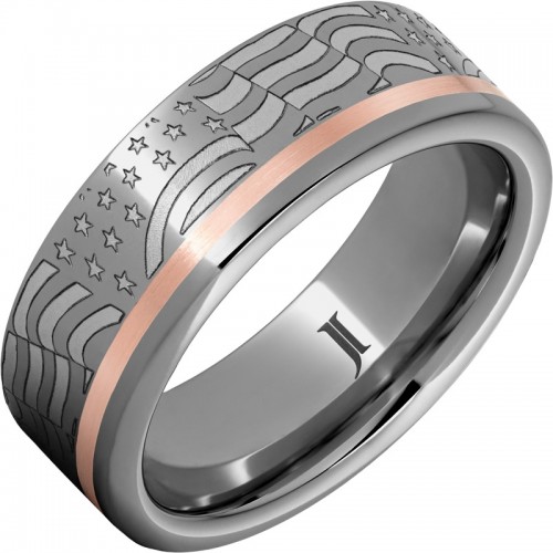 Old Glory - Rugged Tungsten&trade; American Flag Ring with 14K Gold Inlay