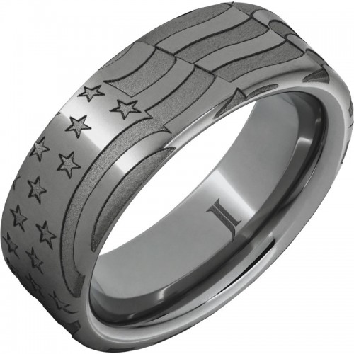 Old Glory - Rugged Tungsten&trade; Men's Ring with American Flag Engraving