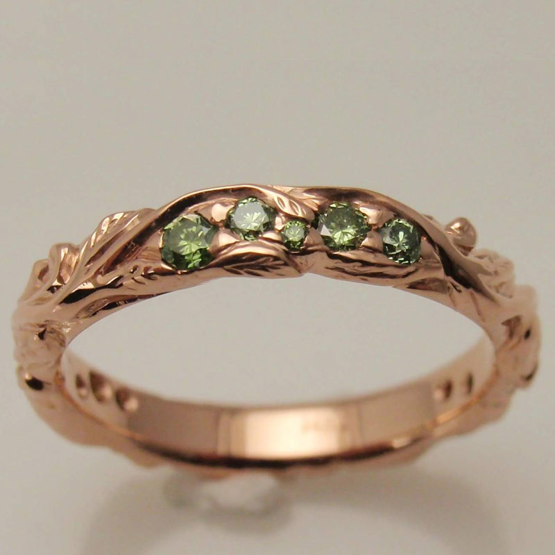 Custom Organic Green Stones Ring