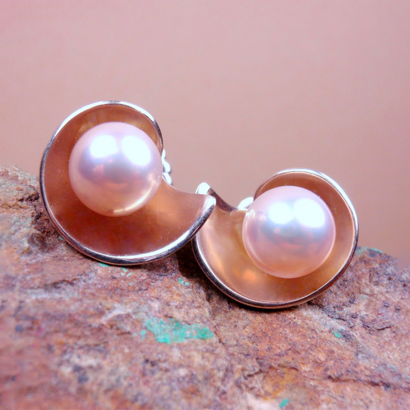 Custom Pearl and Conch Shell Earrings