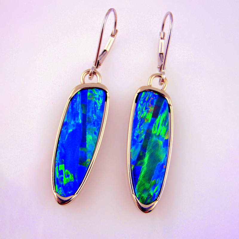 Custom Opal Bezel Earrings