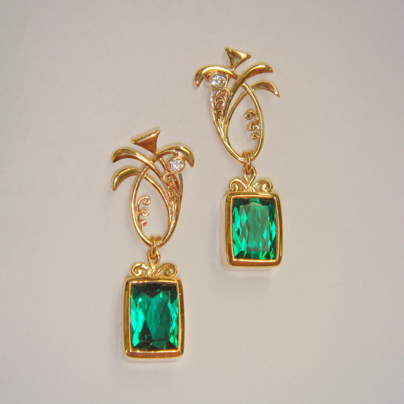 Custom Tourmaline Palm Tree Earrings