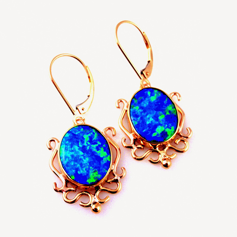 Custom Opal Filigree Earrings