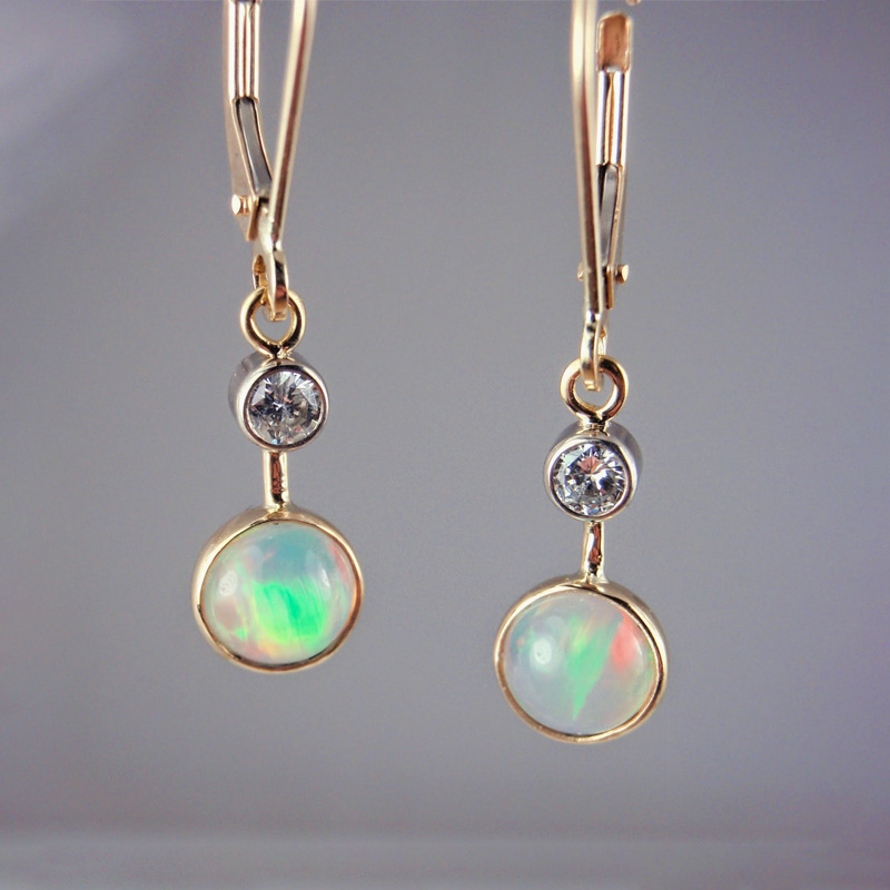 Custom Opal & Diamond Earrings