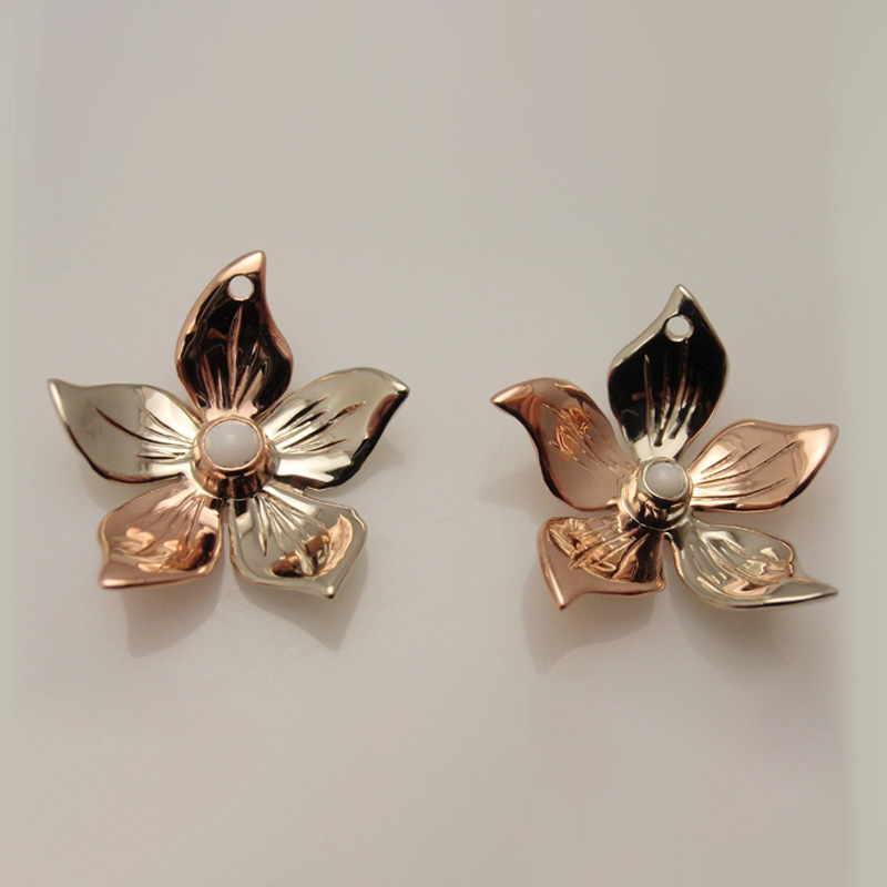 Custom Bicolor Flower Earring Jackets