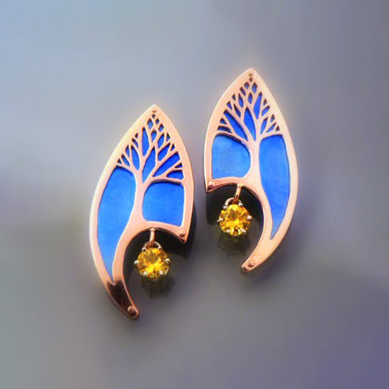 Custom Titanium & Rose Gold Earrings