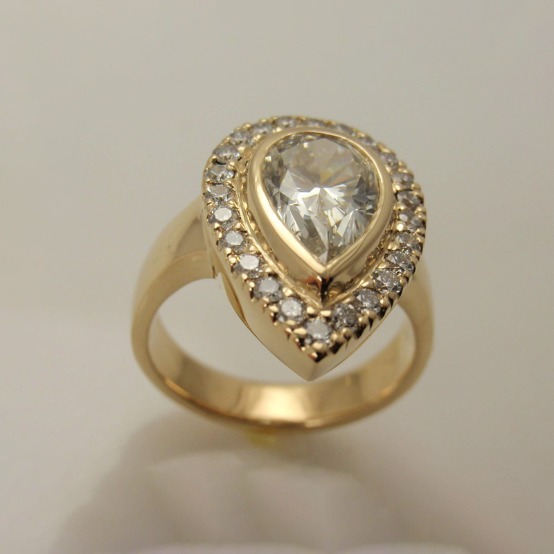 Custom Pear Halo Engagement Ring