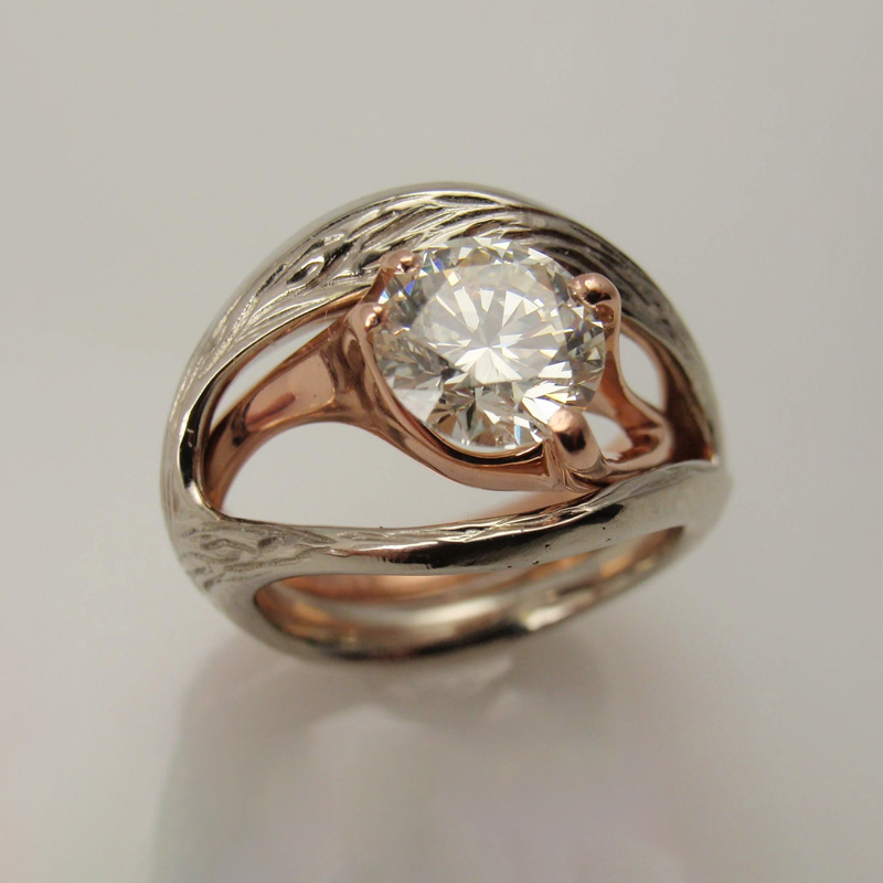 Custom Two Tone Solitaire Ring