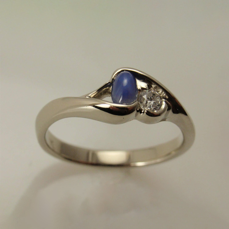 Custom Star Sapphire & Diamond Ring