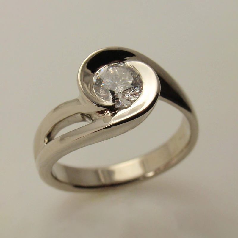 Custom Swirl Solitaire Ring