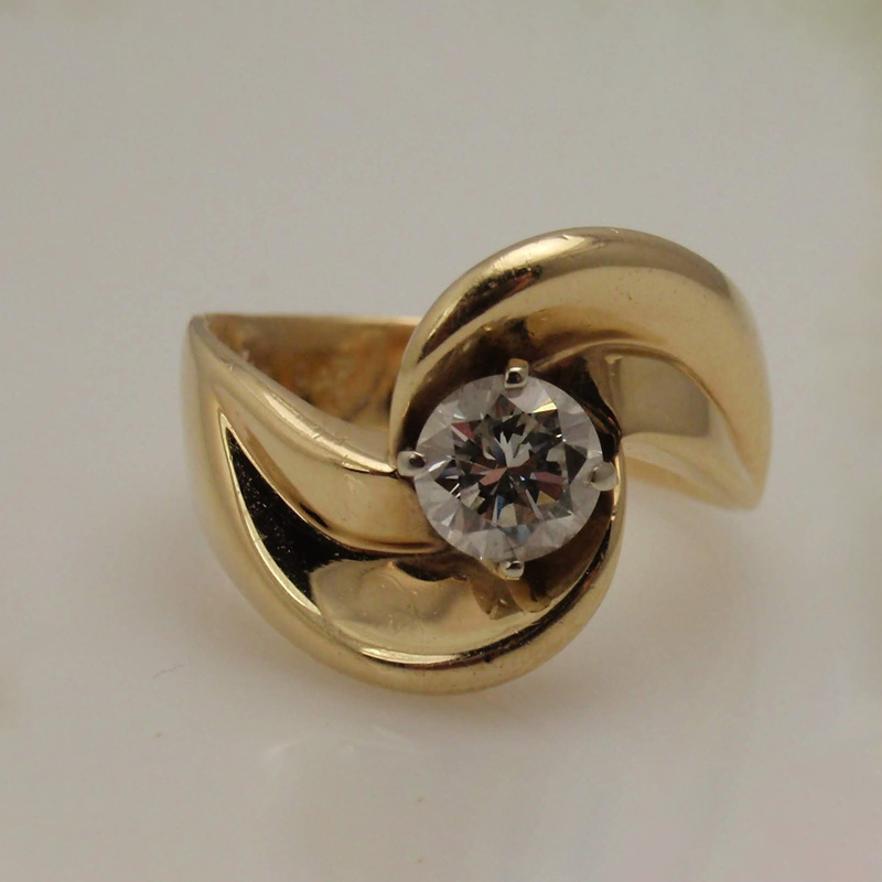 Custom Swirl Solitaire Ring