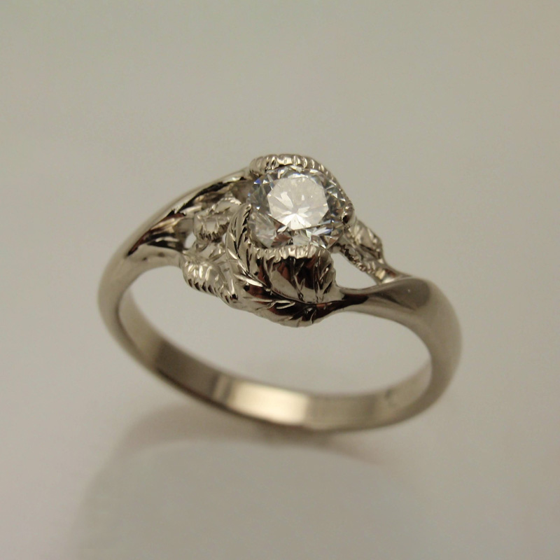 Custom Floral Solitaire Ring