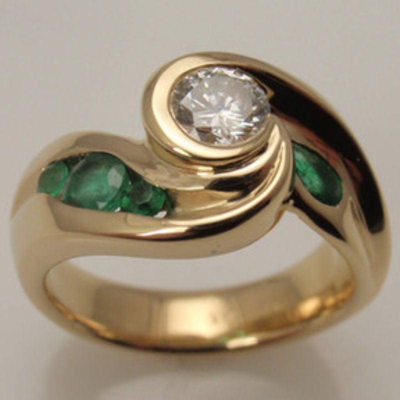 Custom Diamond & Emerald Ring