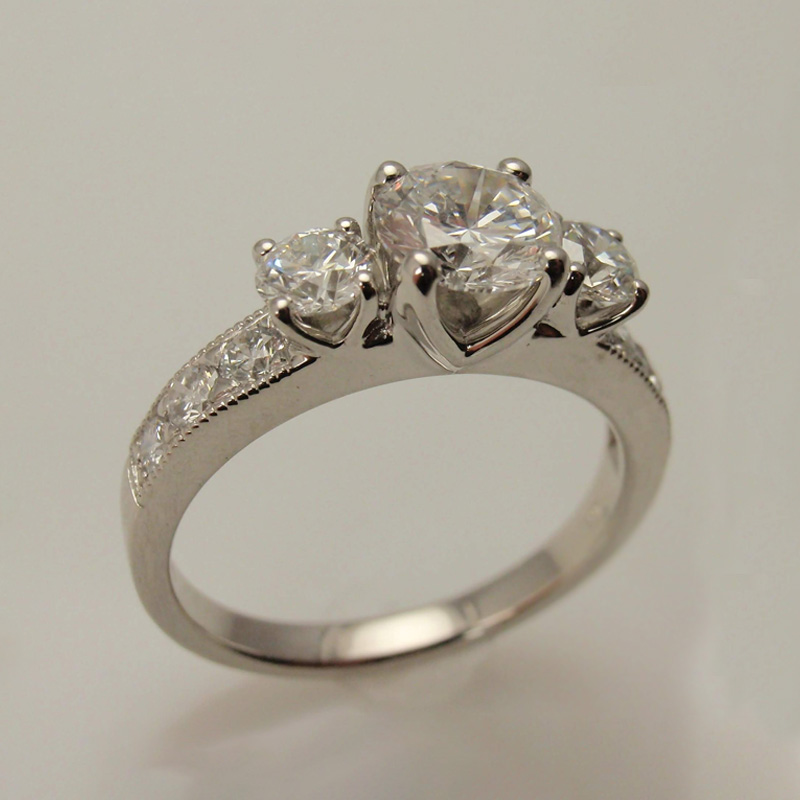 Custom Diamond Three Stone Ring
