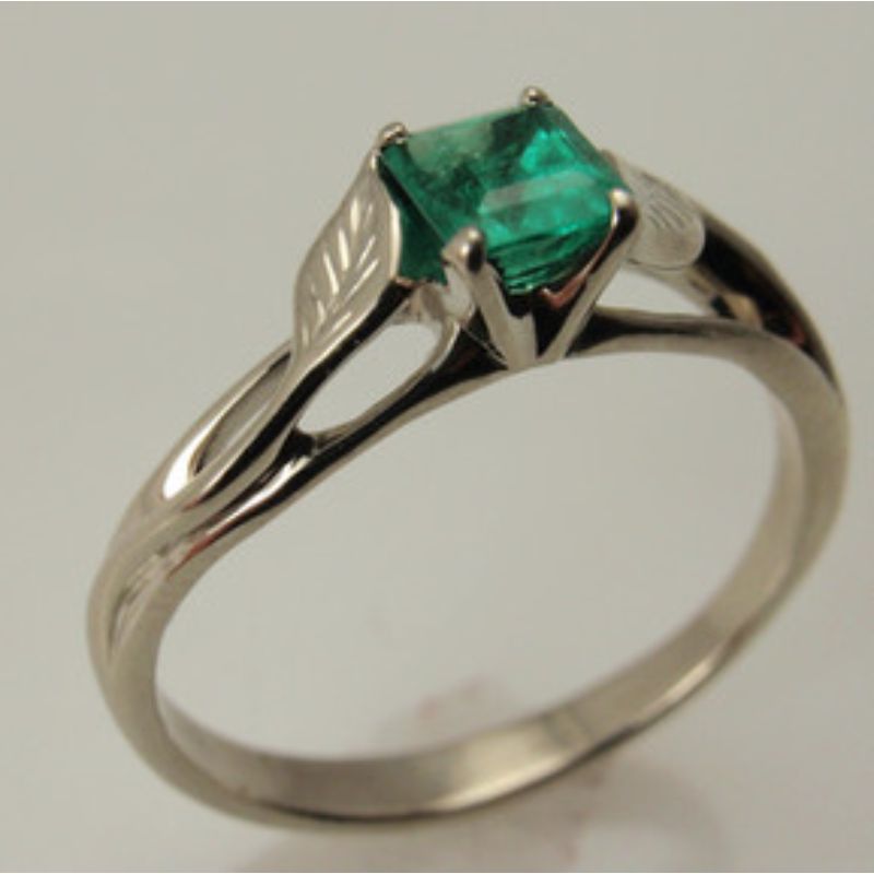 Custom Emerald Leaf Ring