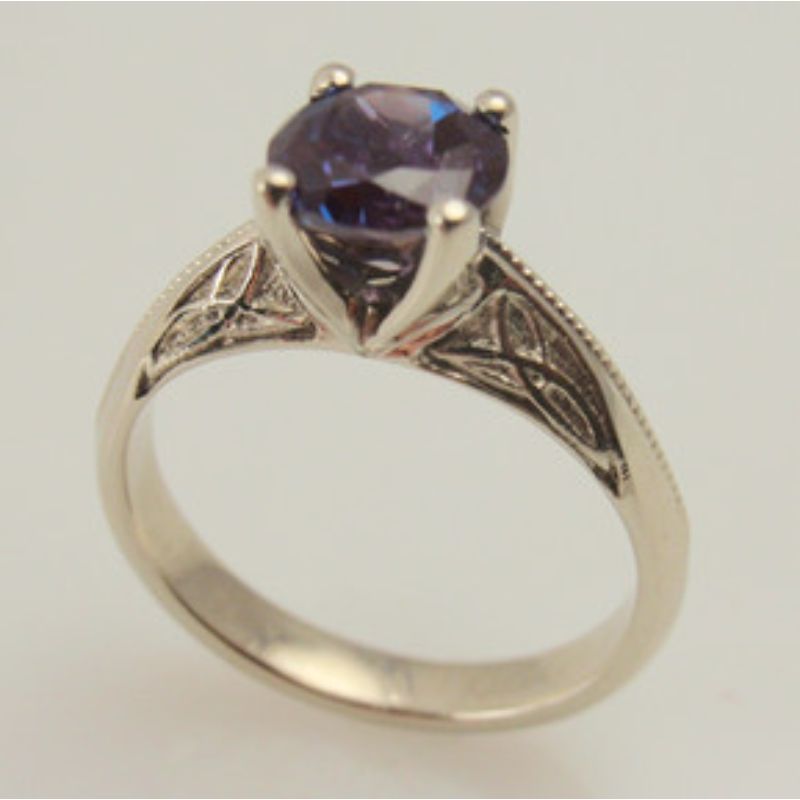 Custom Sapphire Celtic Trinity Knot Solitaire Ring