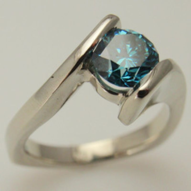 Custom Blue Diamond Bypass Ring