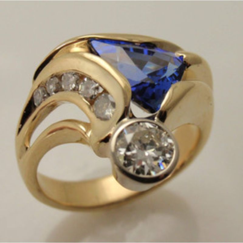 Custom Tanzanite & Diamond Ring