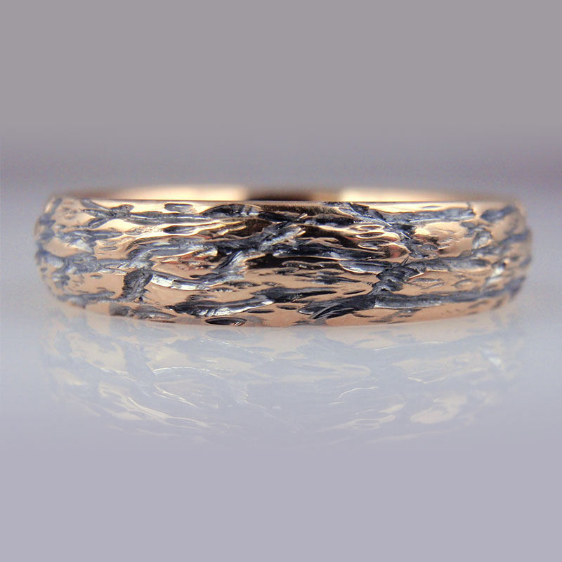 Custom Tree Bark Antiqued Ring