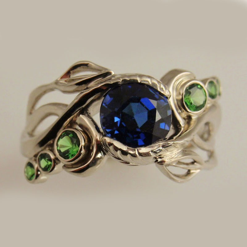 Custom Swirling Gemstone Ring