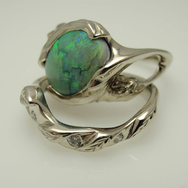 Custom Freeform Opal Wedding Set