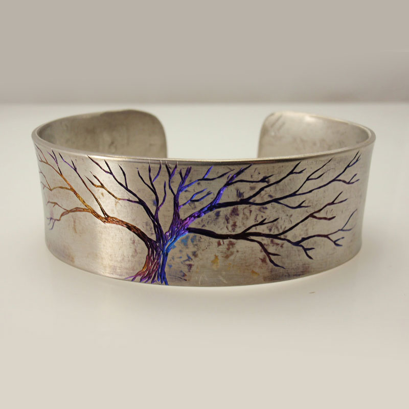 Custom Engraved Tree Cuff Bracelet