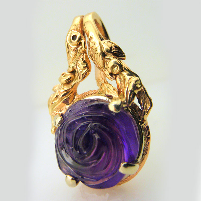 Custom Carved Amethyst Pendant