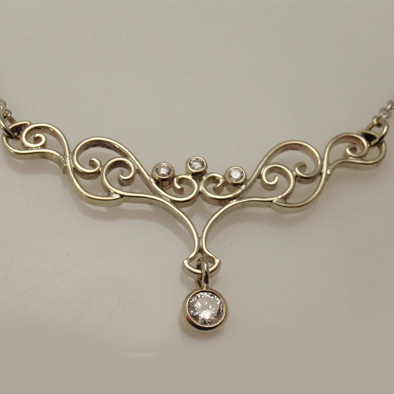 Custom Filigree Diamond Necklace