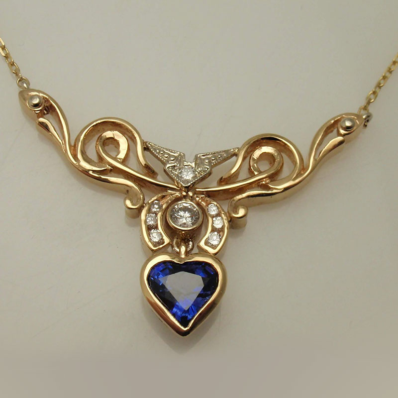 Custom Sapphire Heart Necklace