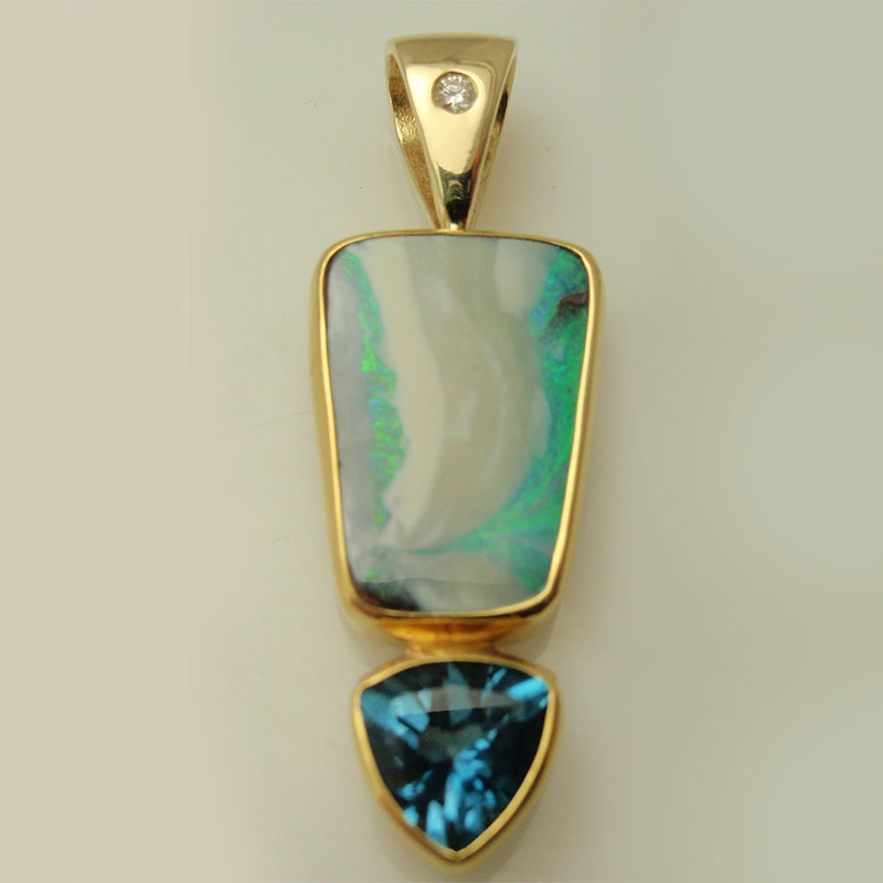 Custom Opal & Blue Topaz Pendant