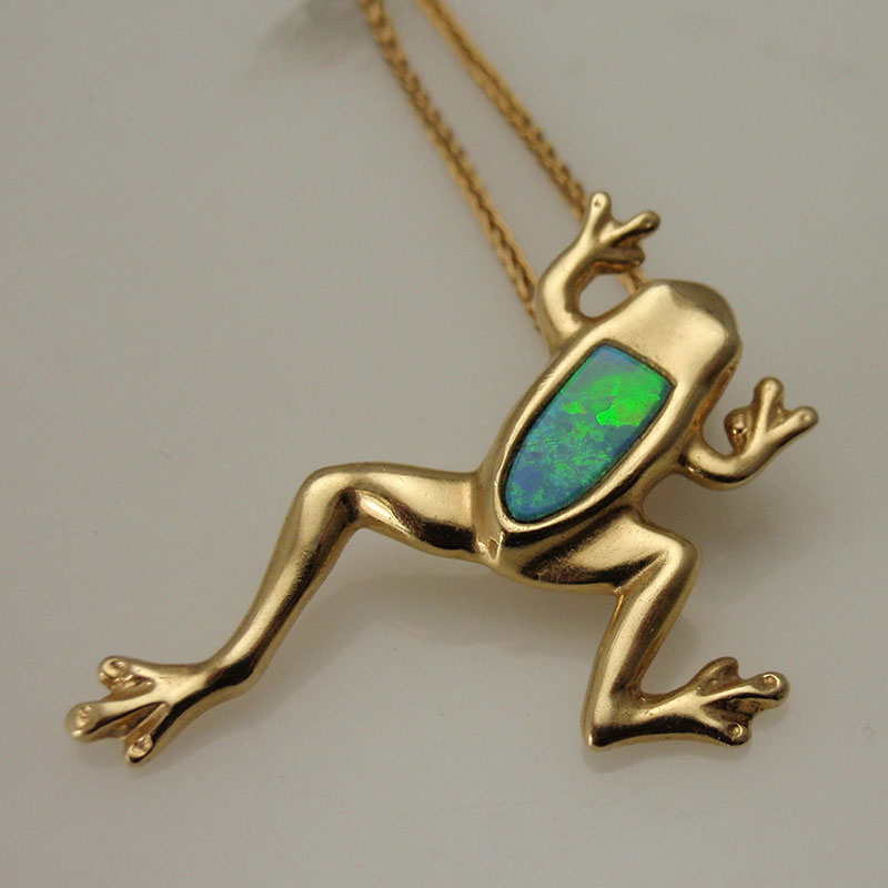 Custom Opal Frog Pendant