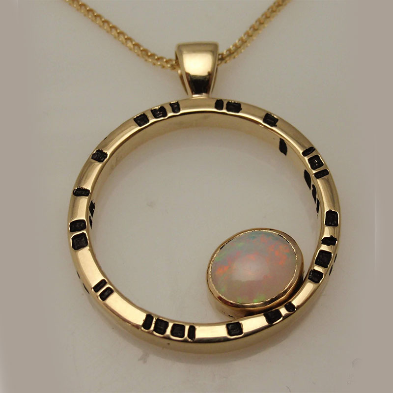 Custom Opal Circle Pendant