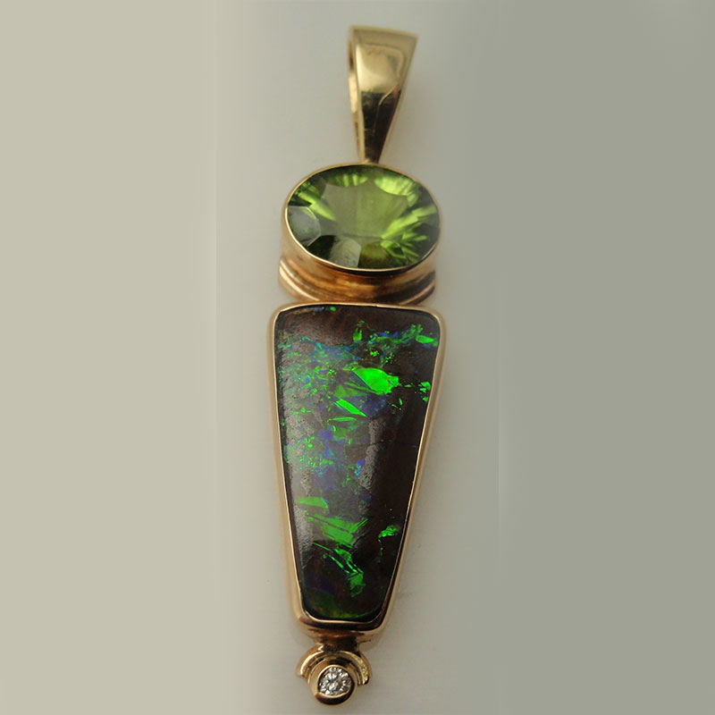 Custom Peridot & Opal Pendant