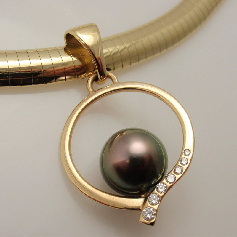 Custom Pearl & Diamond Pendant