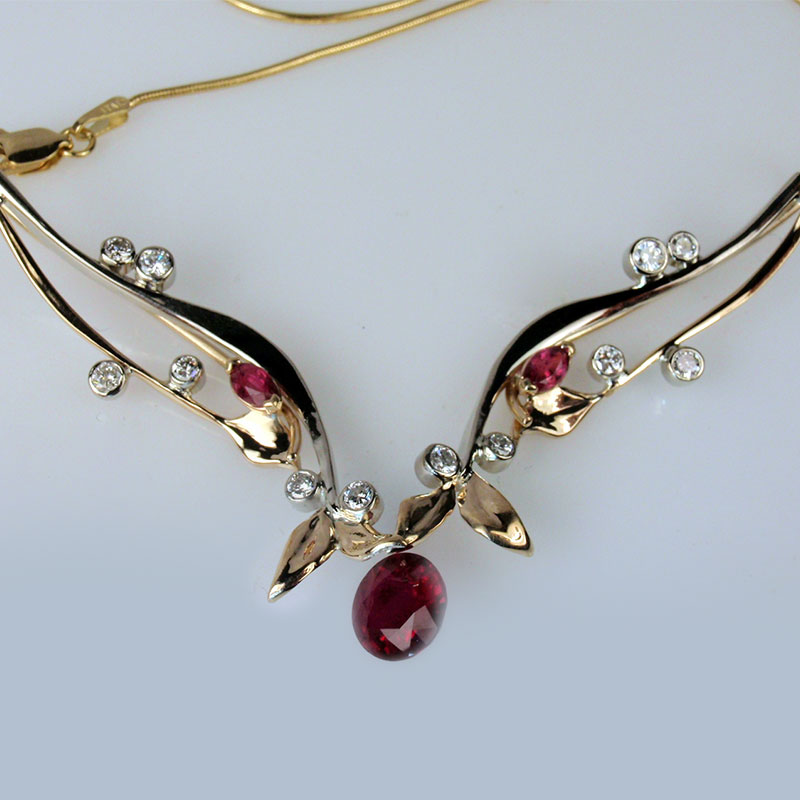 Custom Ruby & Diamond Necklace