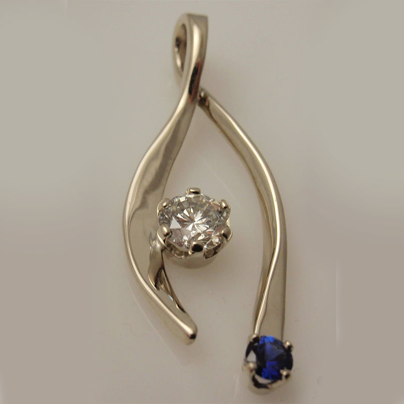 Custom Diamond & Sapphire Pendant