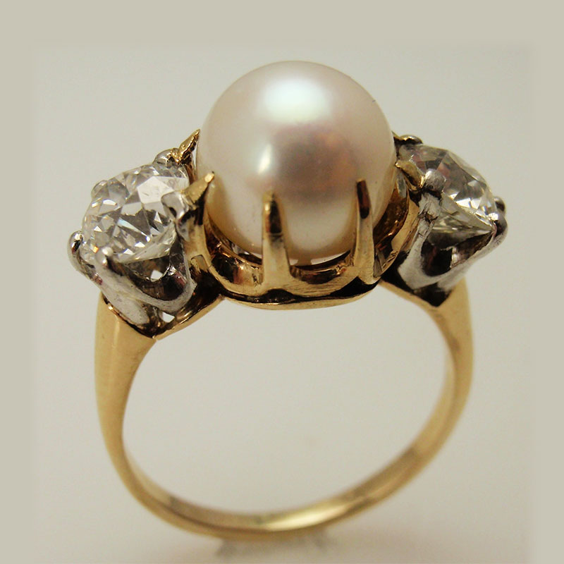 Custom Pearl & Diamond Ring