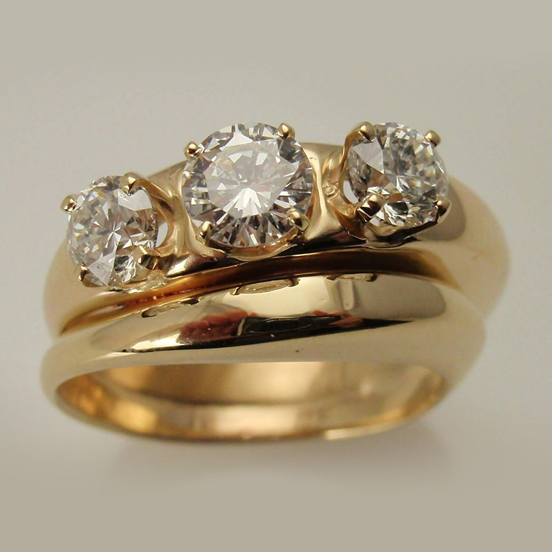 Custom Three Stone Diamond Wedding Set