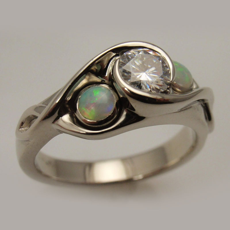 Custom Diamond & Opal Ring